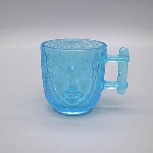 Antique EAPG Columbia Glass Blue Boy and Girl Face Cup Mug